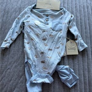 Blue Dinosaur Print Onesie Set
